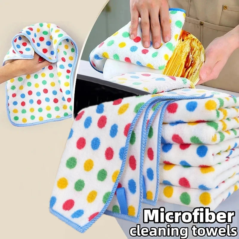 10PCS Microfiber Cleaning Cloth Thickened Dish Towel High Absorbent Scouring Kitchen Washing Dish Rags Household Wipe Towels