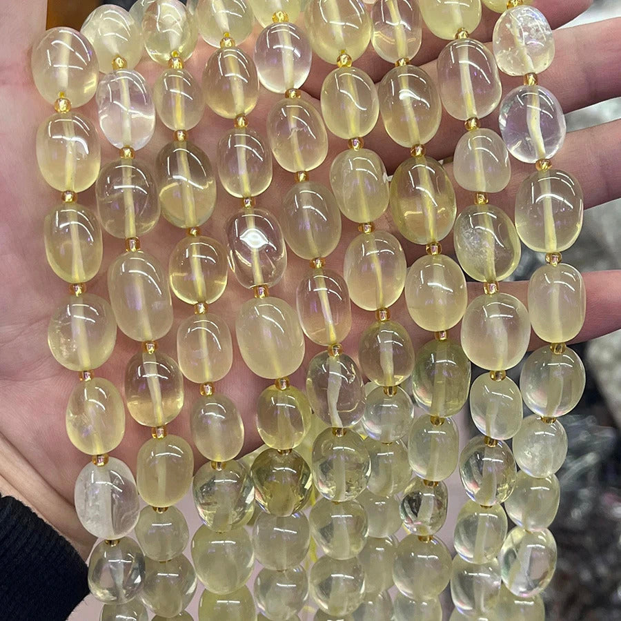 High-Quality Natural Lemon Crystal Conformal Irregular Faceted Loose For Jewelry Making DIY Necklace Bracelet 15''12-15mm