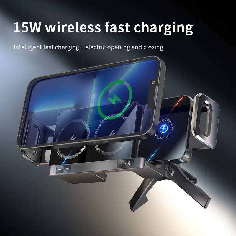 New 15W Wireless Fast Car Charger Mount Gravity Car Phone Holder For Samsung Automatic Rotating Universal Phone Charging Stand