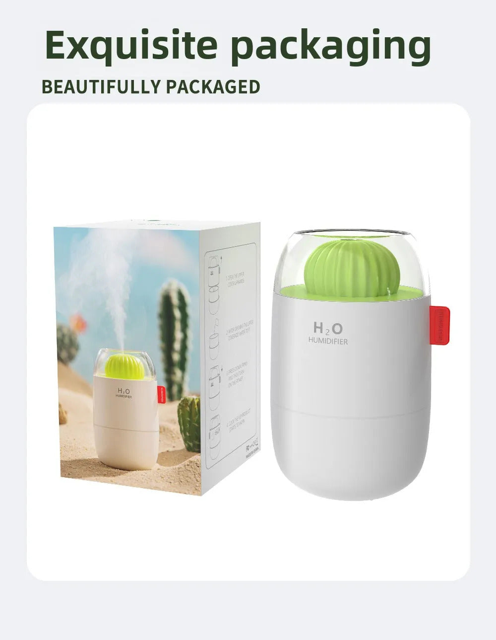 Creative Cactus Air Humidifier USB Electric 280ML Capacity Aroma Essential Oil Diffuser Color Lights Mist Spary for Home Bedroom