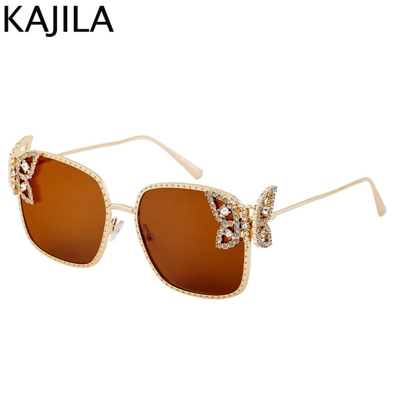 Oversized Square Sunglasses Women Rhinestone Butterfly Frame Sun Glasses 2025 Luxury Brand UV400 Protection Eyewear For Ladies