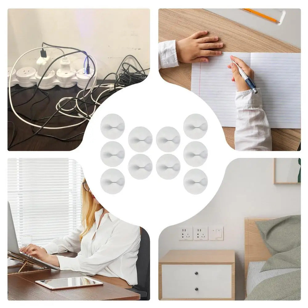 10pcs Mini Adhesive Cable Winder Organizer USB Charging Cable Clip Silicone Charger Cable Holder for Home, Office, Car, Desk