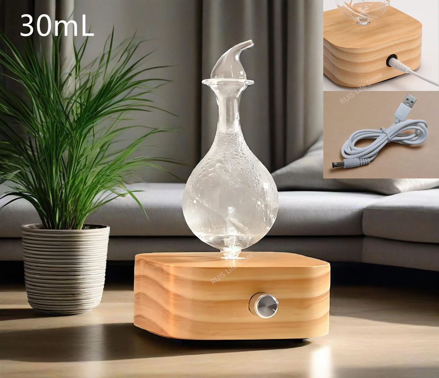 New Essential Oil Diffuser Waterless Operated Aromatherapy Diffuser for Home Office Wood and Glass Aroma Diffuser Scent Machine