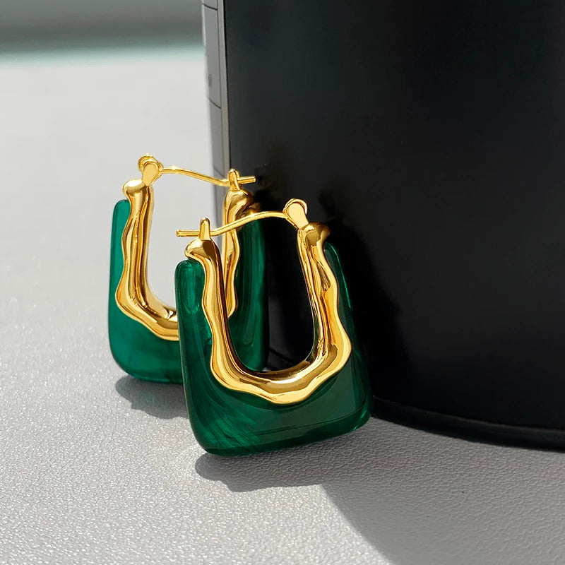 Green Pink Transparent Resin Earrings For Women Girls Geometric Irregular Stud Earrings 2023 New Trendy Ear Jewelry for Party