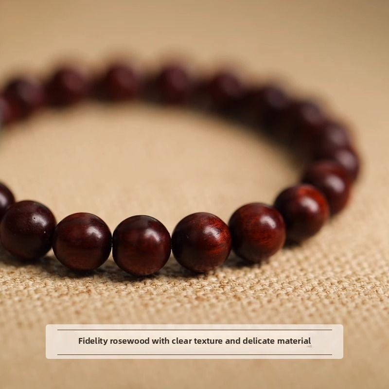 Natural Small Leaf Red Sandalwood Bracelet for Men and Women Couples Black Ebony Wooden Buddhist Beads Golden Silk Sandalwood Bracelet Hetian Jade Top Beads