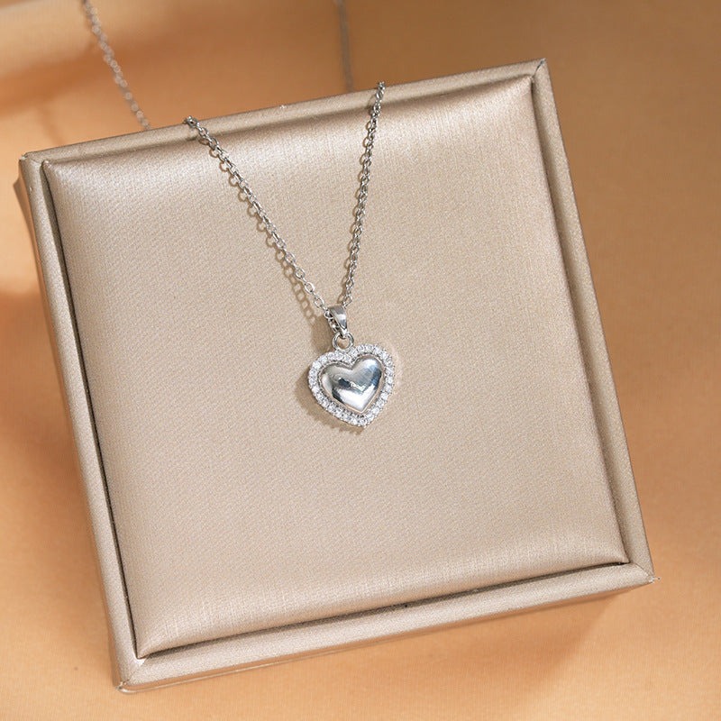 Elegant Inlaid Zircon Exquisite Titanium Steel Necklace for Women Fashionable Versatile Internet Celebrity Collarbone Chain Niche Light Luxury Jewelry
