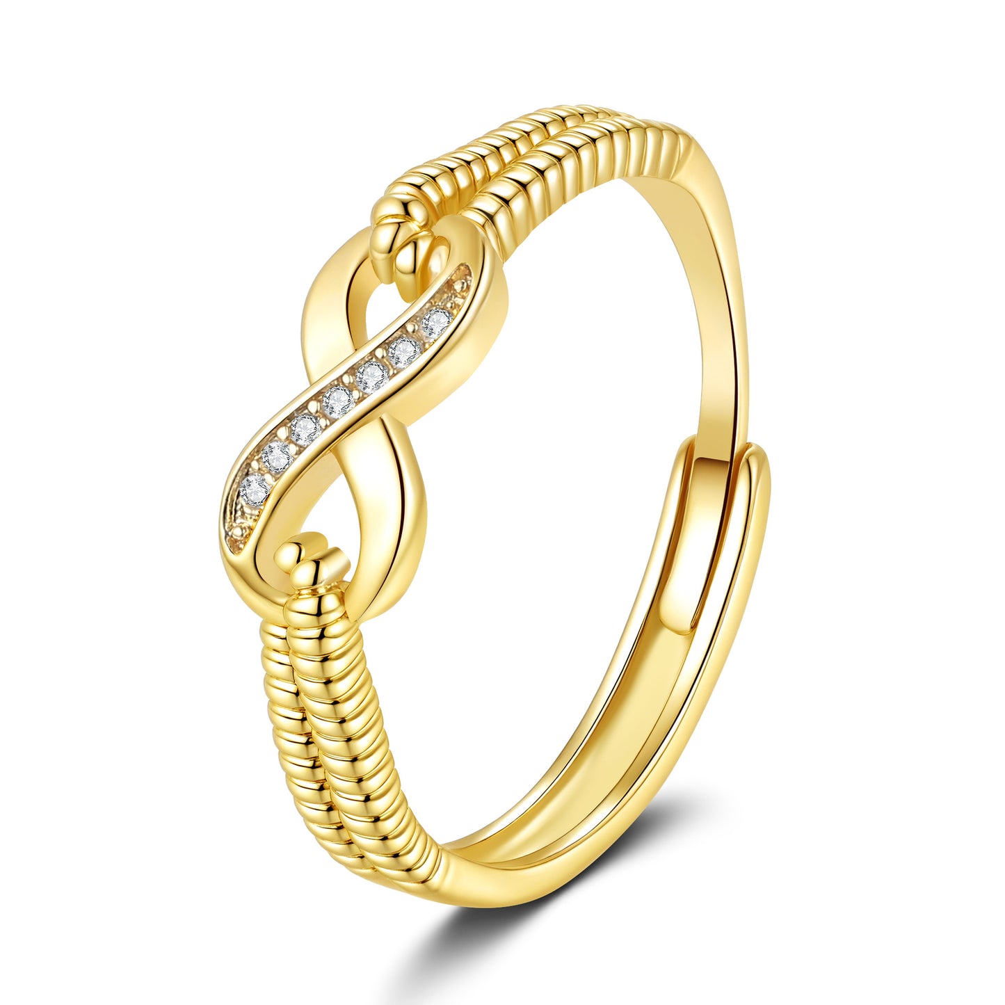 Amazon European and American Fashion Women's Engagement Ring Wish Hot Sale Personalized Creative Diamond-Encrusted Figure-8 Ring Wholesale