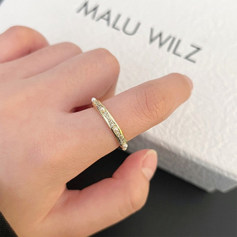 Sand Gold Opening Adjustable Frosted Ring Women's Fashion Sweet Light Luxury Niche Exquisite Ring Ancient Design