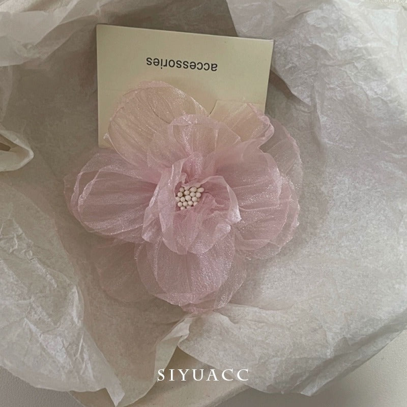 Holiday Organza Flower Barrettes Travel Travel Hair Accessories Atmosphere Clip Duckbill Clip Hairpin Side Clip Headdress