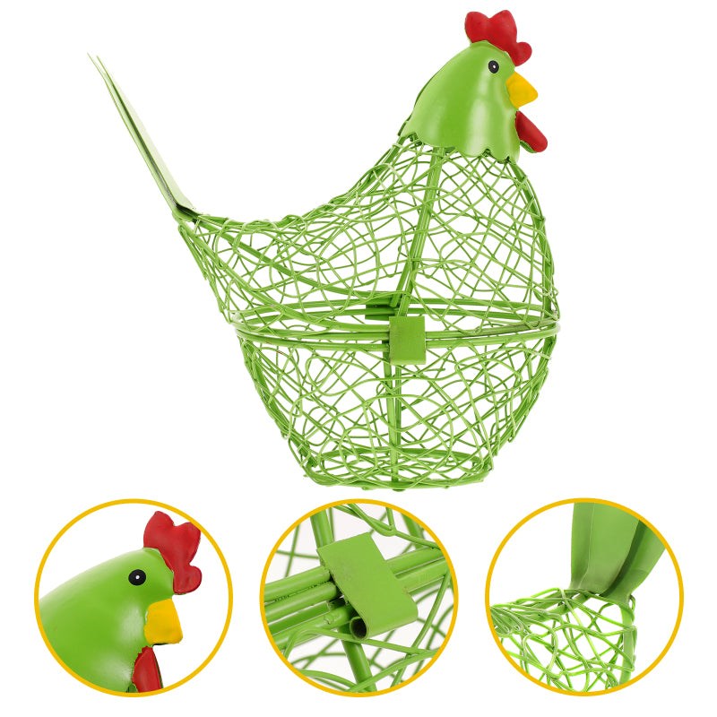 Iron Hen Shaped Egg Basket Kitchen Supply Home Garden Storage Baskets Eggs Container Household Wire Mesh Fruit ganizer