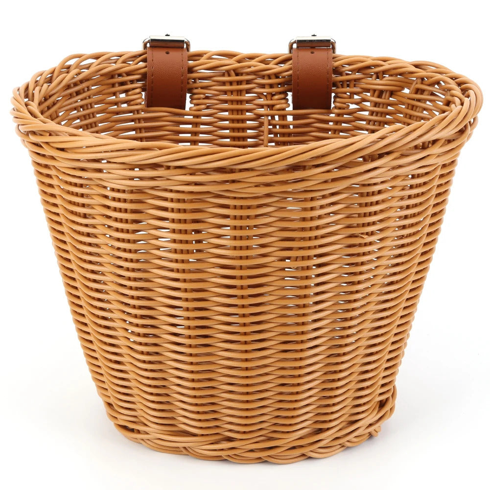 Bicycle Front Basket Adjustable Traditional Bicycle Basket Waterproof Hand Woven Bike Basket Vintage Gift for Colleagues Friends
