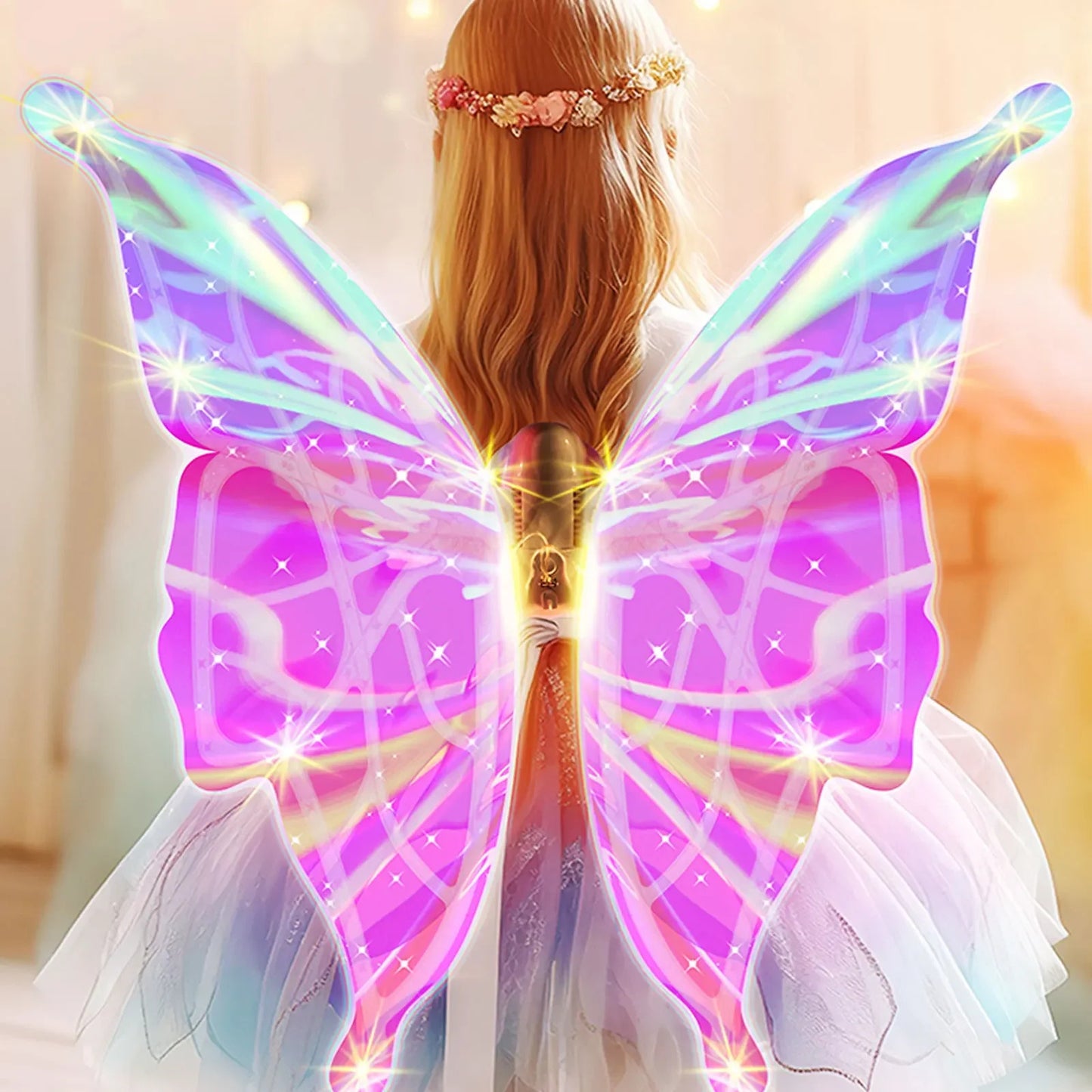 Electric Butterfly Wings Elf Wings Costume Magic Led Bats Wing Cosplay Dress Up For Kids Cats Dogs Halloween Fit Children Gift