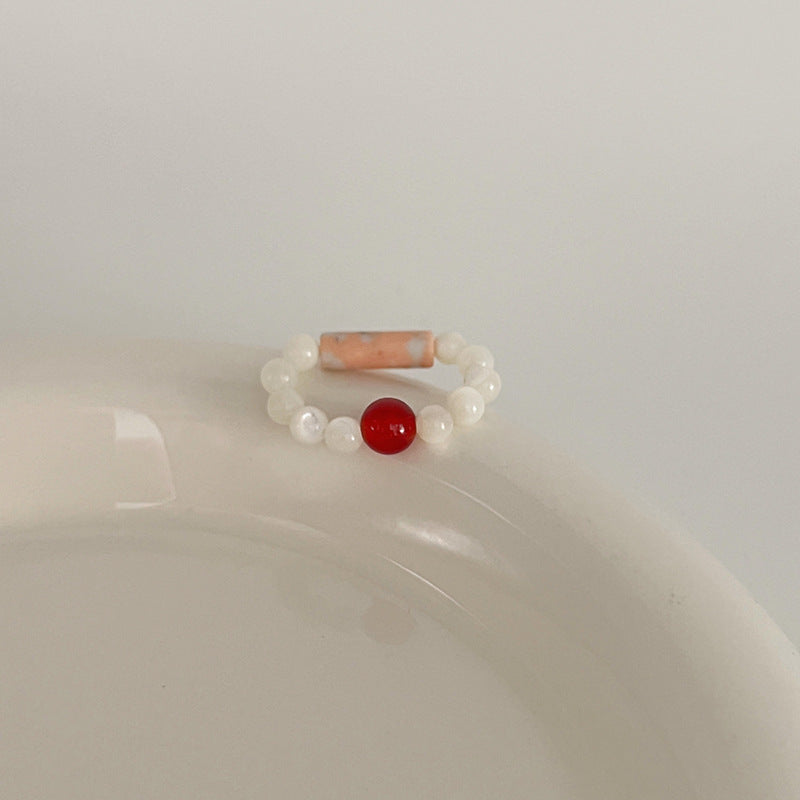 Color Crystal Beaded Ring Niche Design High-grade Finger Ring Light Luxury Elegant All-match Ring Accessories