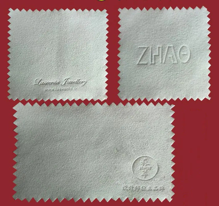 100pcs Emboss Custom LOGO 8*8cm Silver Polish opp bags Cloth for silver Jewelry Cleaner Blue Microfiber suede fabric material