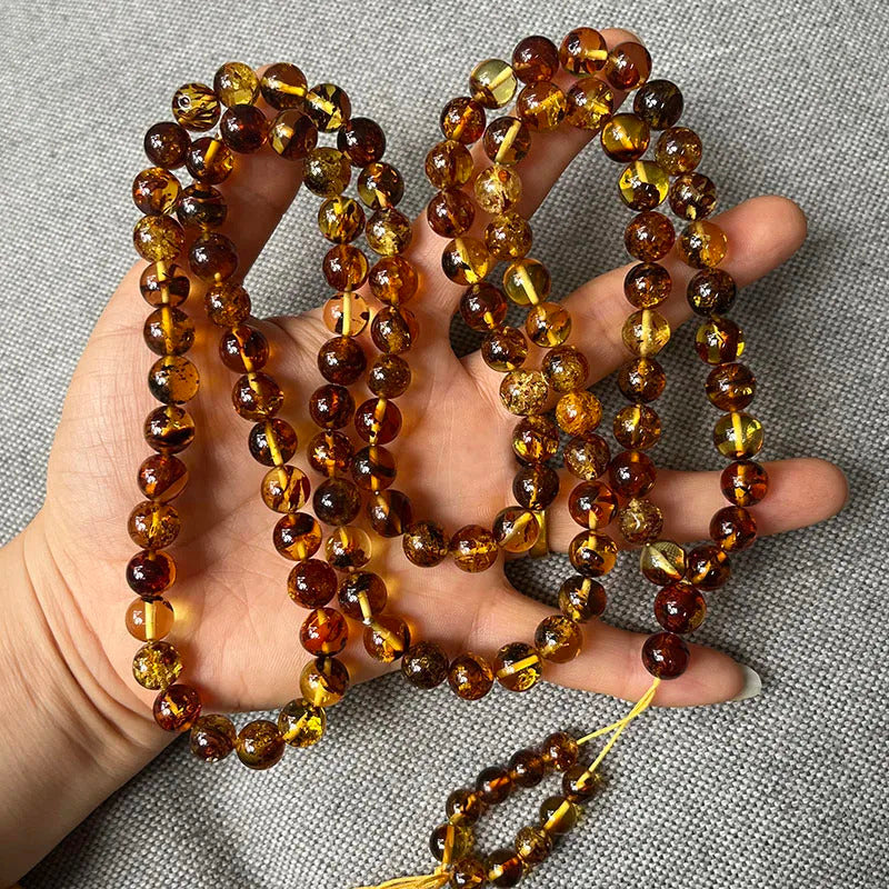 6mm-9mm Original Amber Bracelet for Men Women Unique Diy Flower Beads Rosary Long Necklace Baltic 2025 New Natural Stone Jewelry