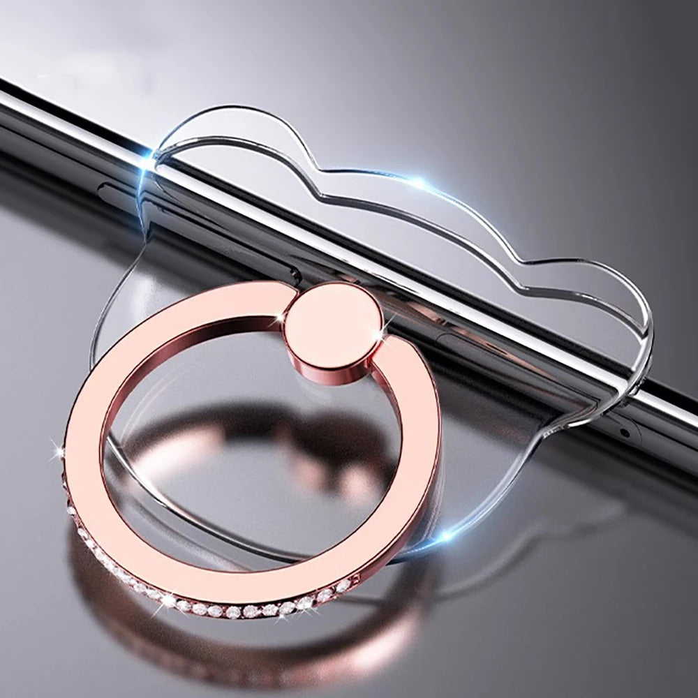 Transparent Cell Phone Ring Holder Stand 360°Degree Rotation Clear Finger Grip Kickstand Compatible iPhone Xiaomi for Phone Case