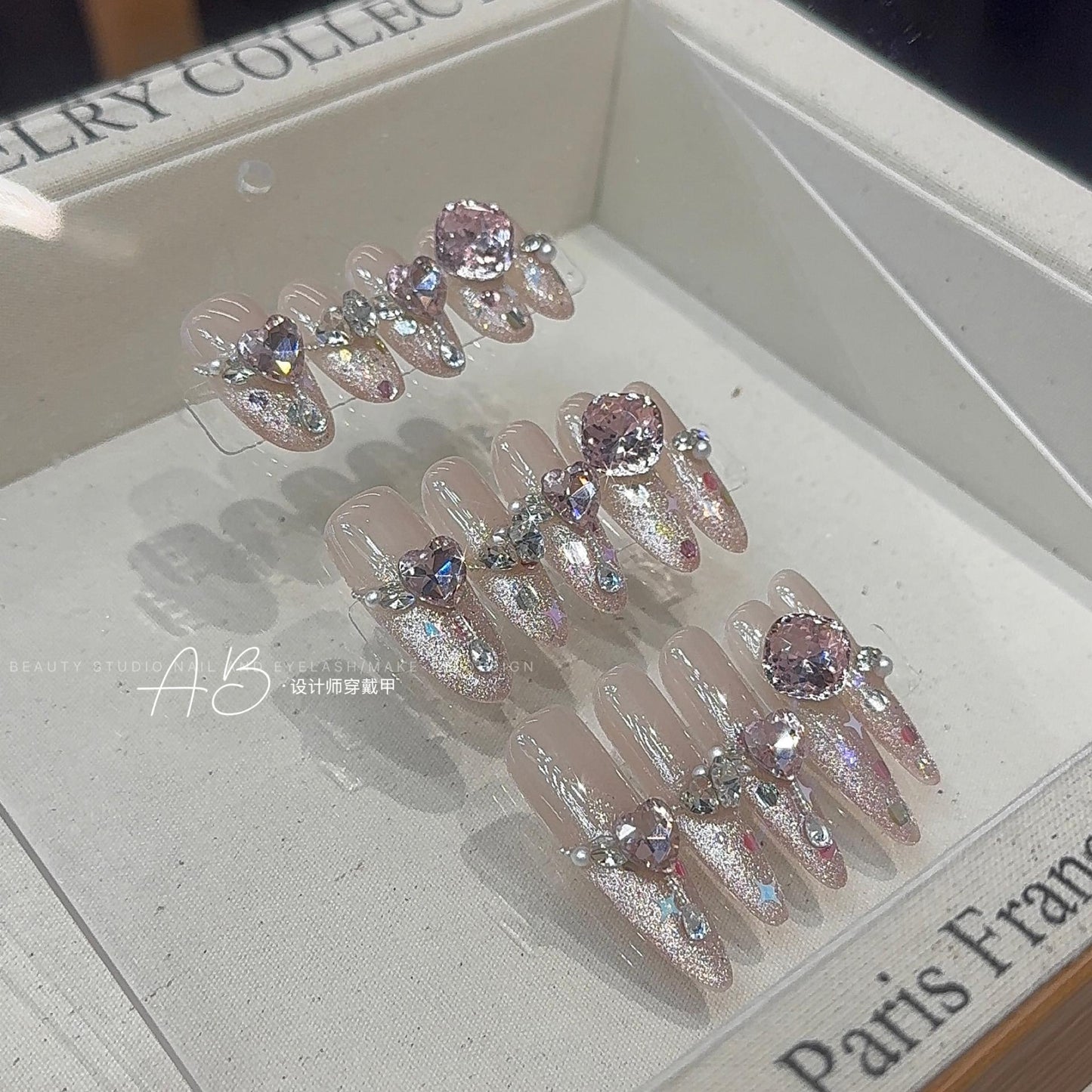 [Melody] Original Style Please Do Not Steal Pictures Pink Cat Eye Advanced French Cat Eye K9 Handmade Wear Armor