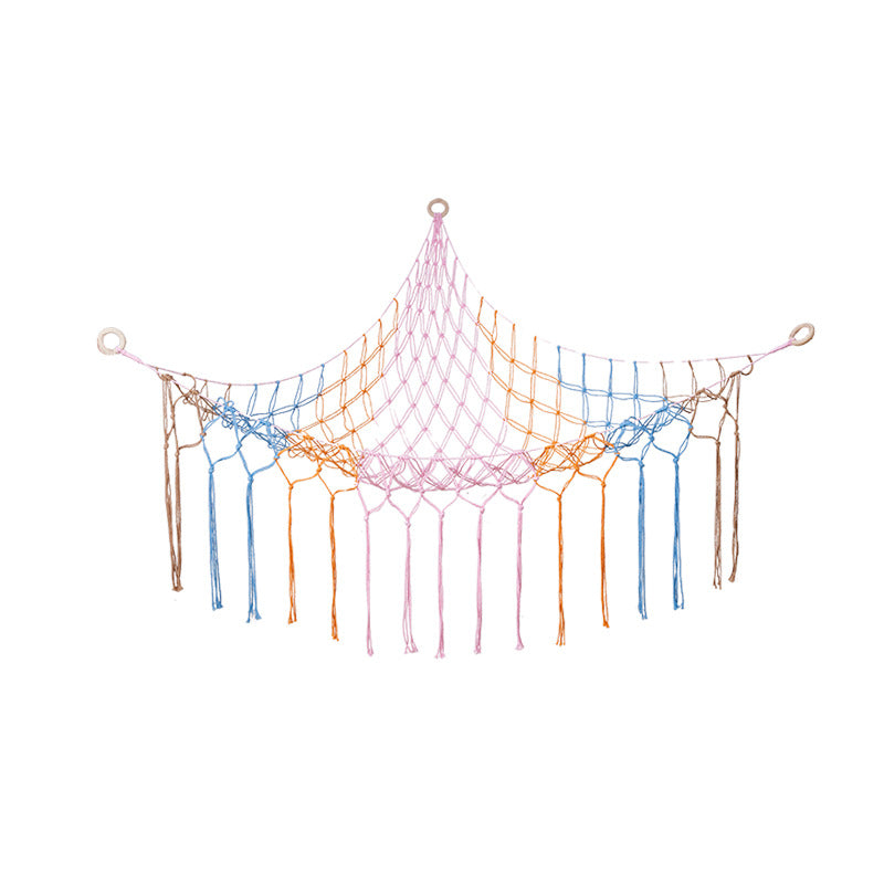 Handwoven Children's Room Corner Toy Storage Hammock Bedroom Decoration Triangle Plush Toy Storage Net