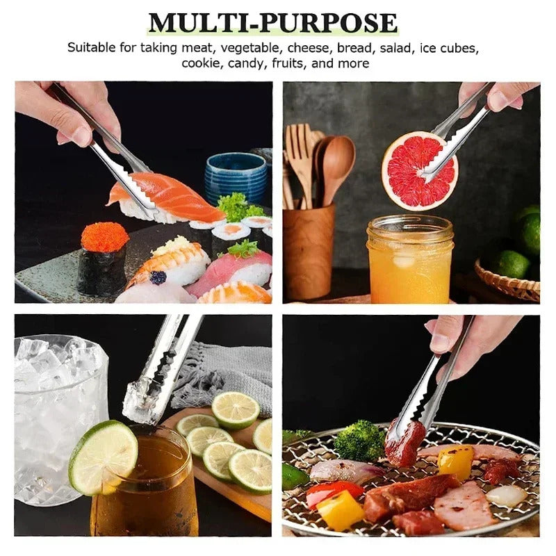 Stainless Steel Ice Tongs Bread Cake Clamps Salad Coffee Sugar Cubes Clips for Restaurant Bar Party Serving Tongs Kitchen Tools