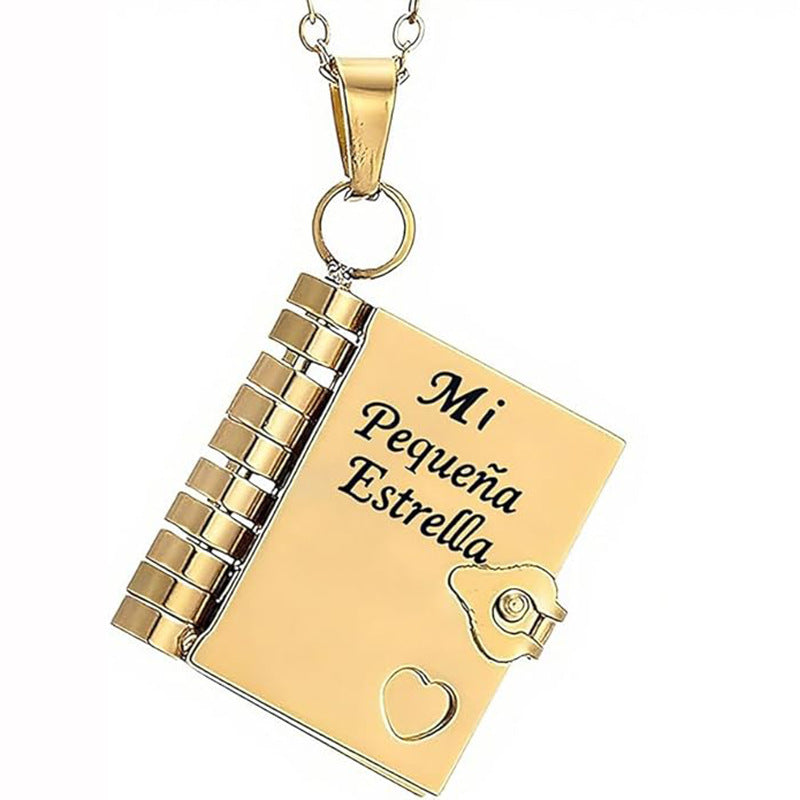 Titanium Steel Women's Love Letter Necklace Openable Pendant Couple New Style Personality Temperament Necklace Clavicle Chain