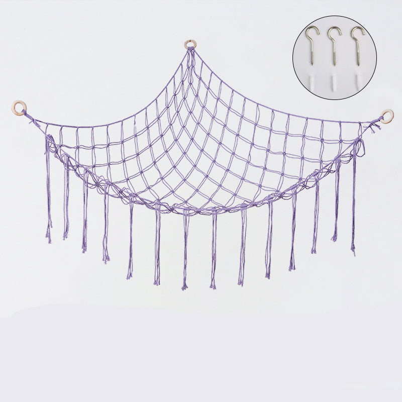 Handwoven Children's Room Corner Toy Storage Hammock Bedroom Decoration Triangle Plush Toy Storage Net