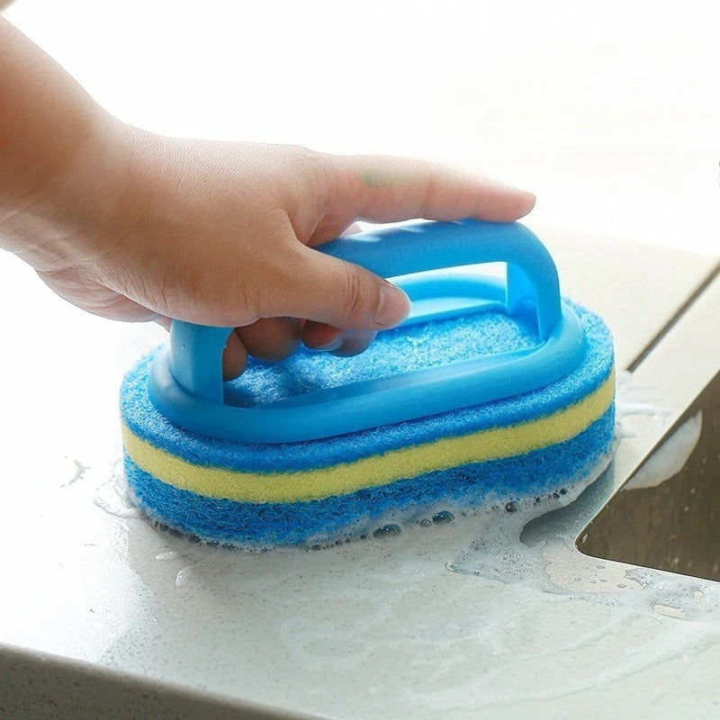 Cleaning Brush with Handle Kitchen Sponge Wipe Thickening Bathroom Tile Cleaning Sponge Household Stain Removal Clean Tools