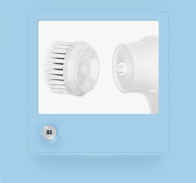 Cleaning Brush Export Electric Cleaning Brush Steel Wool Ball Five Brush Heads Long Handle Handheld Cleaning Kitchen Dishwashing Magic Tool