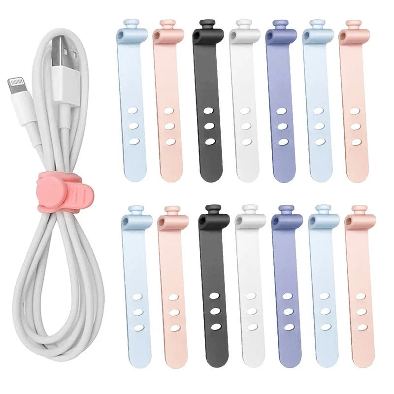5PCS Reusable Cable Organizer Earphone Clip Charger Cord Management 3 Hole Line Storge Holder Line Bobbin Winder Straps