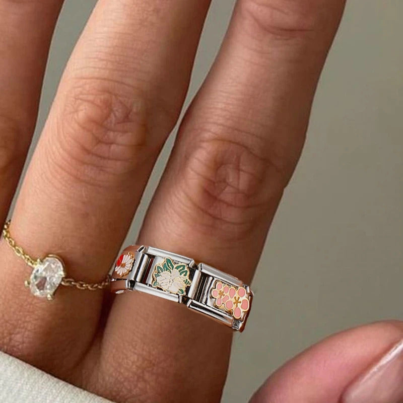 Fashion Pet Heart Flowers Sun Moon Zircon Gold Color Italian Charm Links Stainless Steel Fit 9mm Bracelet Jewelry DIY Making