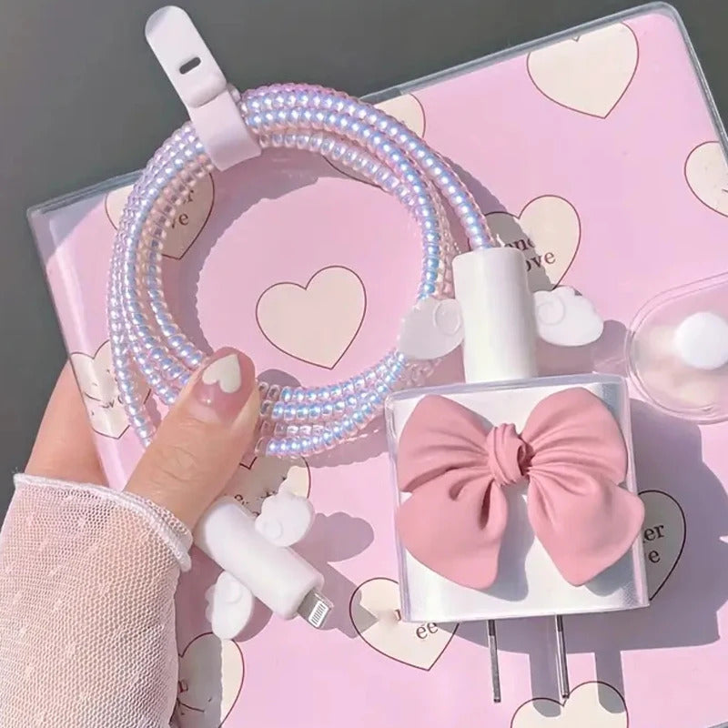 3D New Cable Charger Protection Case For IPhone 15 14 13 Pro Max 18W 20W Original Charger Cable Data Line Wire Spiral Protector