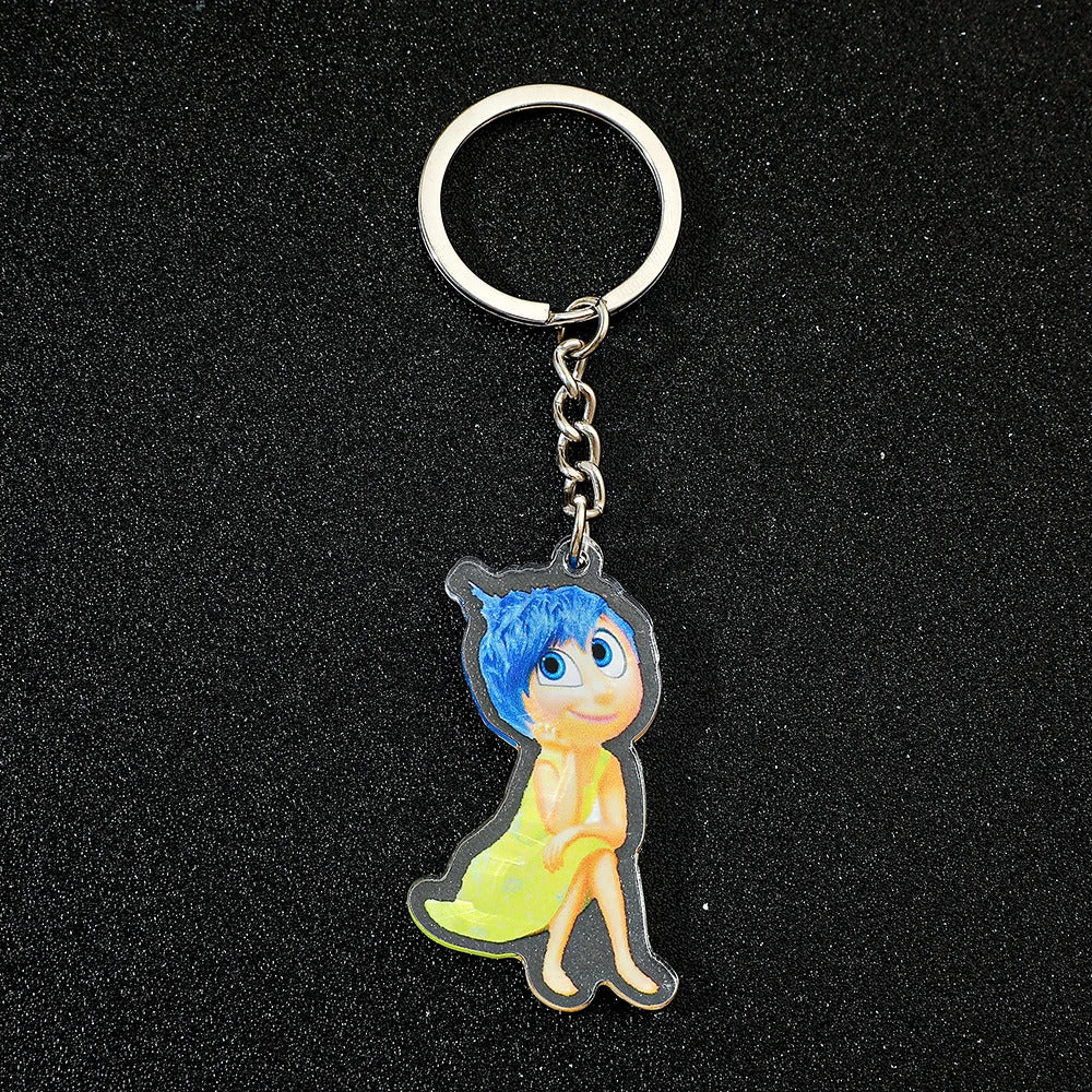 Disney New Movies Inside Out 2 Anime Acrylic Keychain Charms Cute Cartoon Pendent Keyring Strap Fashion Jewelry Accessory Gifts