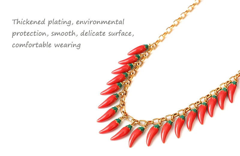 red Pepper Necklaces for Women Multilayer Collar Chain Verse Christian Jewelry 18K Gold Choker Plated/Stainless