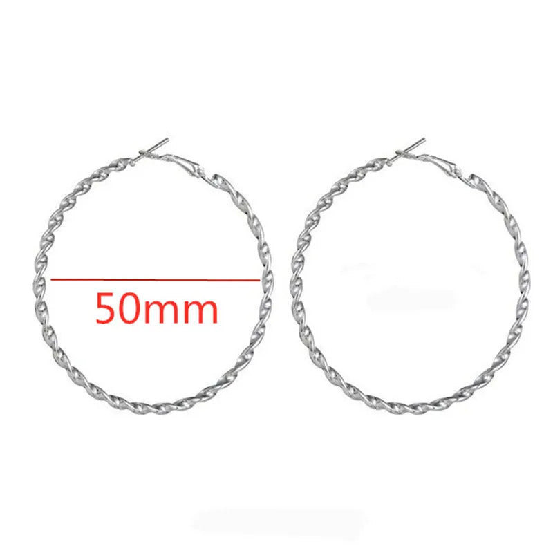 Fashion Large Hoop Earrings 40mm 60mm 80mm Big Smooth Circle Earrings Round Brincos Loop Earrings for Women Jewelry Party Gifts