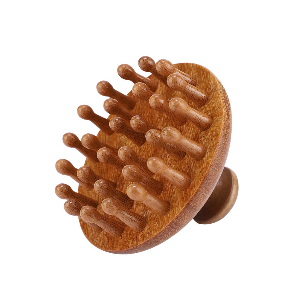 Multi-Functional Wood Therapy Massage Comb Scalp Head Massager Natural Sandalwood Circular Tooth Guasha Scraping Body Massager