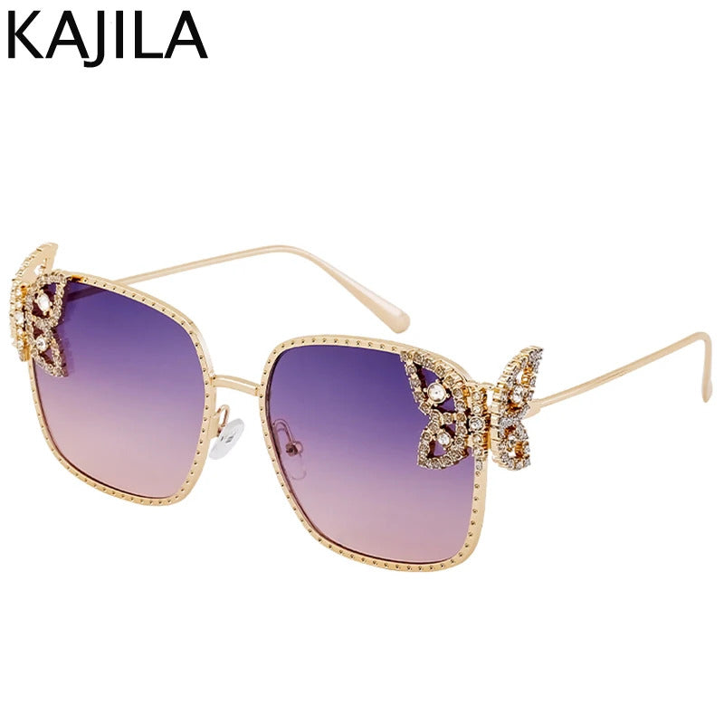 Oversized Square Sunglasses Women Rhinestone Butterfly Frame Sun Glasses 2025 Luxury Brand UV400 Protection Eyewear For Ladies