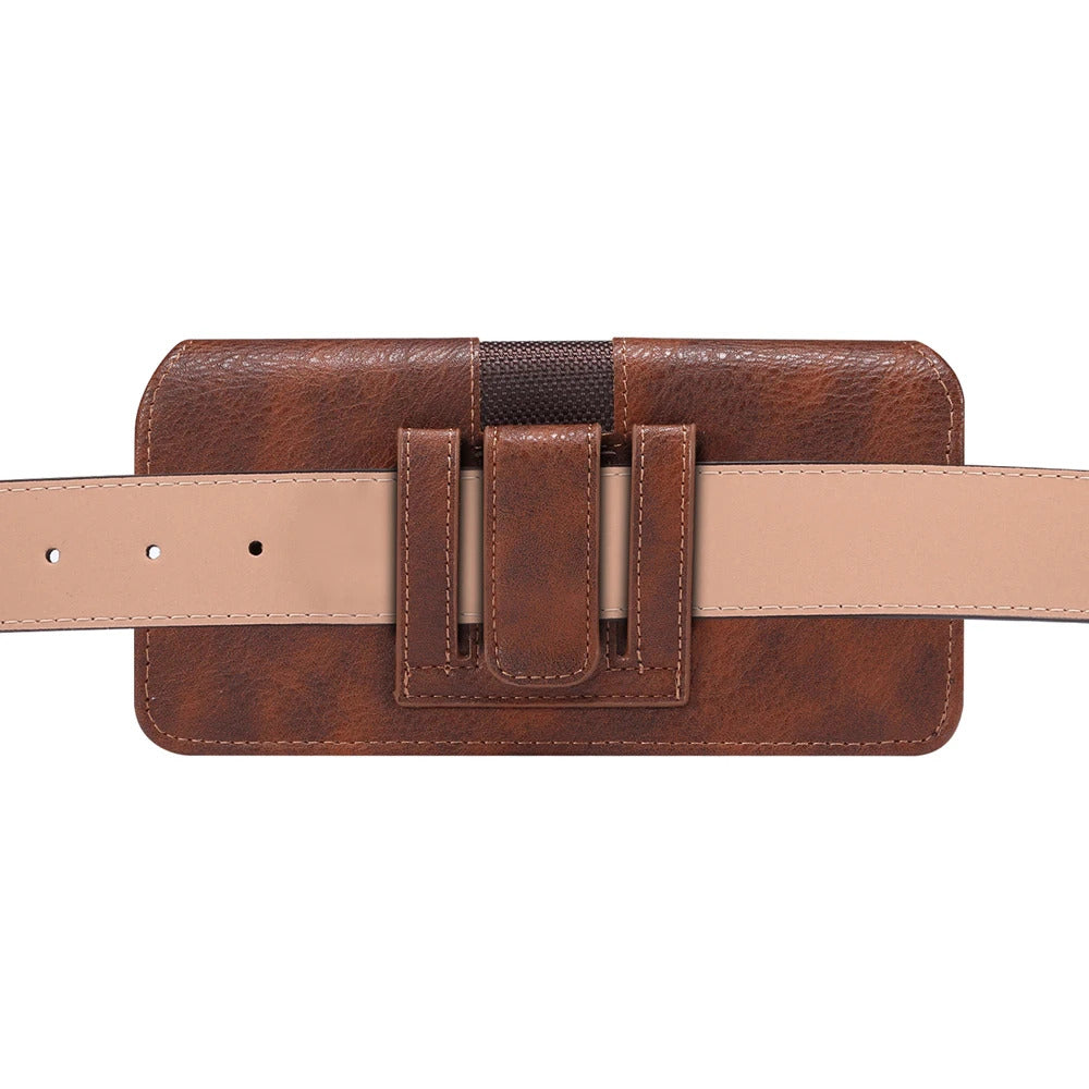 Universal Leather Mobile Phone Waist Bag For iPhone 15 14 13 12 Pro Max Samsung Huawei Xiaomi Men Belt Clip Cover With Card Slot