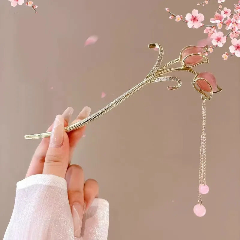 1pc Romantic Chinese Style Hair Accessory Alloy Jewelry Women's Hair Needle Suitable for Daily Wear Gifts Girls Fashion Hairpin