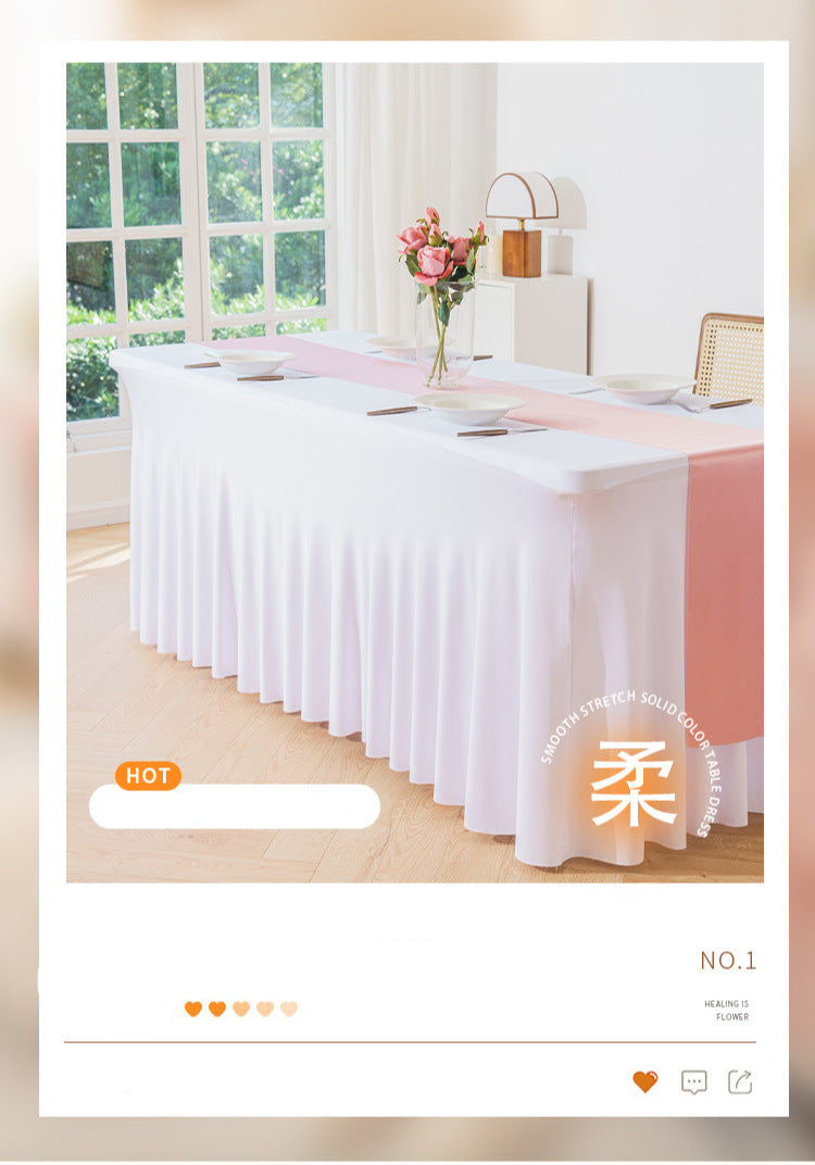 Elastic Table Cover Wedding Banquet 6FT Sun Skirt Rectangular Hem Hotel Party