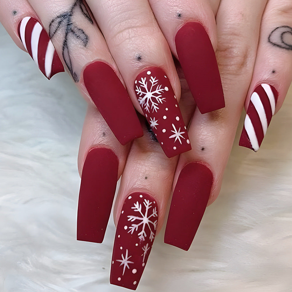 Christmas Wearable Nails Fake Nails Nail Tips Manicure Christmas Hot Press-on Fake Nail Stickers