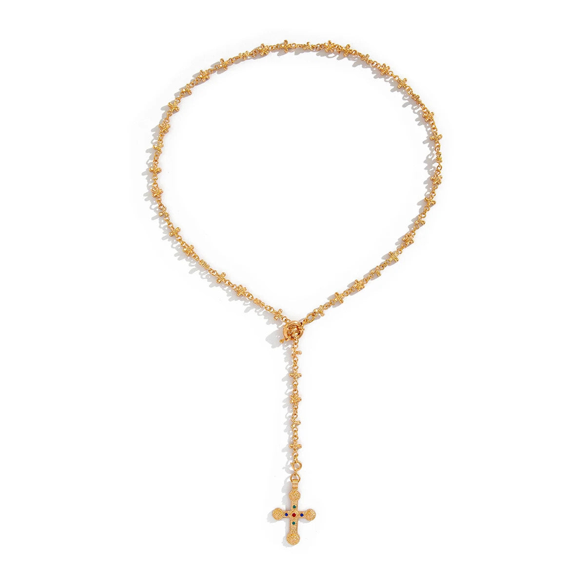 IngeSight.Z Vintage Luxury Jesus Cross Pendant Women Necklace 2024 Trend Design Adjustable Clavicle Chain Ladies Party Jewelry