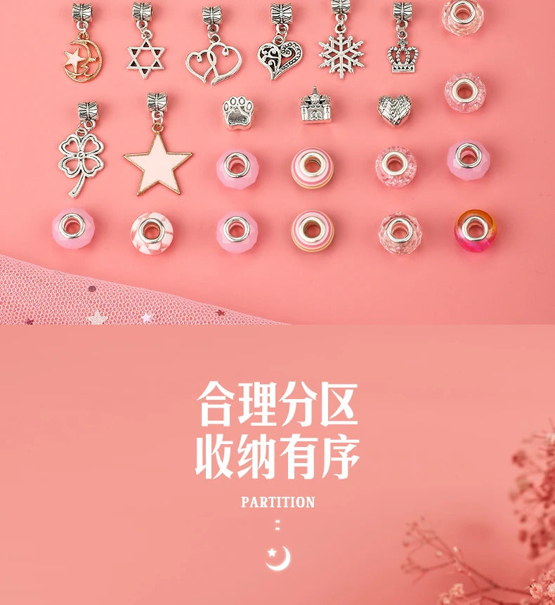 DIY Beaded Bracelet Set with Storage Box for Girls Gift Acrylic European Large Hole Beads Handmade Diy Jewelry Making Kit