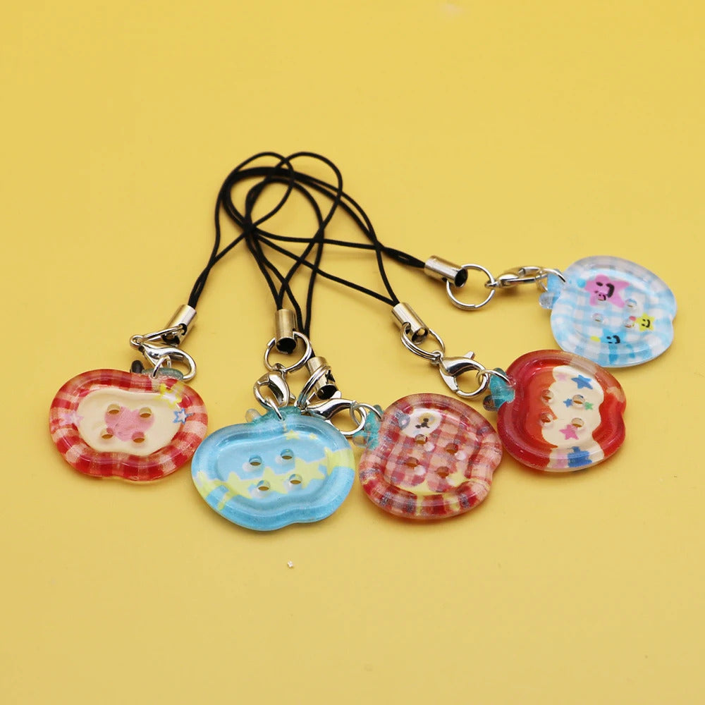 Clear Apple Keychain Phone Charms Printed Design Pendants INS Style Bag Phone Case Accessories for Friends Couples