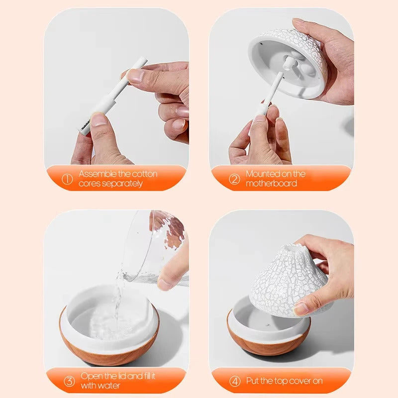 Air Humidifier Volcano Aroma Diffuser USB Water Mist Diffuser Purifier Air Freshener Nebulizer with Colorful Night Light