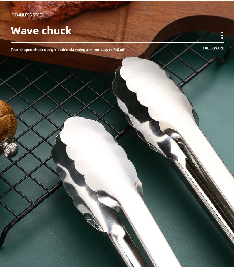 Stainless Steel Food Tongs Thickened Anti-scald Kitchen Tools Wholesale Buffet Bread Tongs BBQ Steak Food Tongs