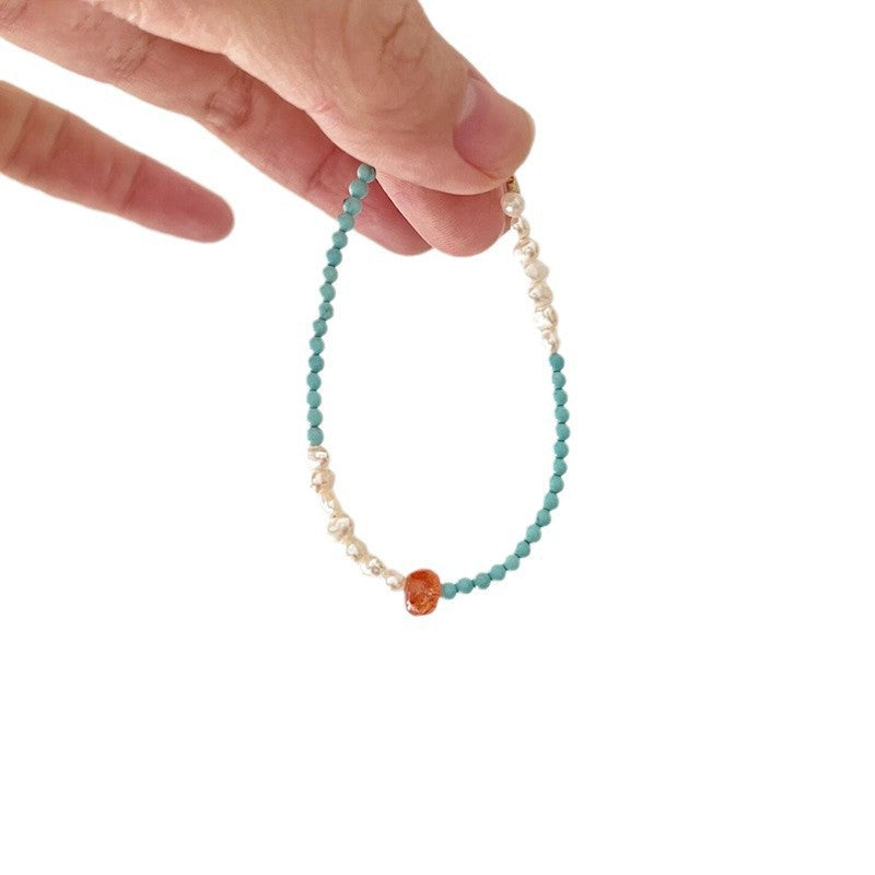 Turquoise Baroque Freshwater Pearl Bracelet Stacked Elegant Women's Bracelet