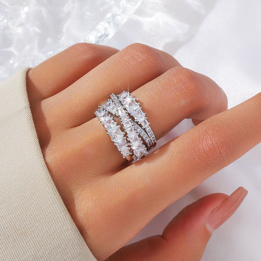 Ring for Women, Niche Light Luxury, Non-Fading Full Diamond Zircon Ring, Fashionable Versatile Ring, Jewelry Ring