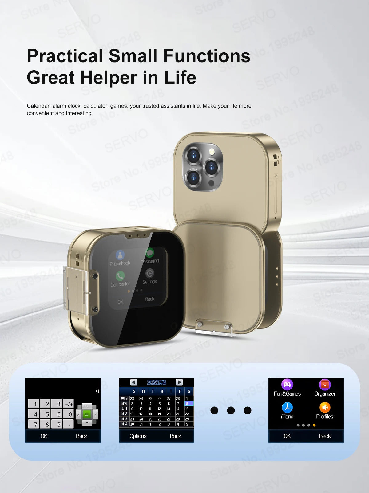 SERVO i19 Rotate Small Box Touch Mobile Phone 2SIM Standby Magic Voice Bluetooth Sync Music Torch Mini Rotation Cellphone Type-C