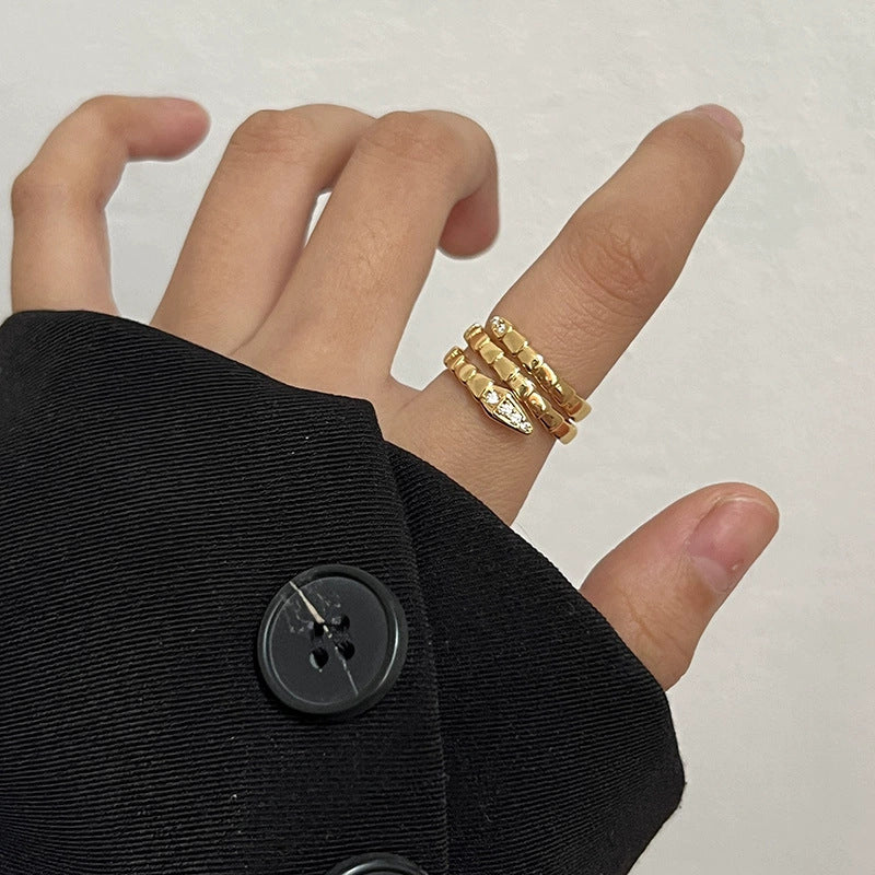 Sand Gold Opening Adjustable Frosted Ring Women's Fashion Sweet Light Luxury Niche Exquisite Ring Ancient Design