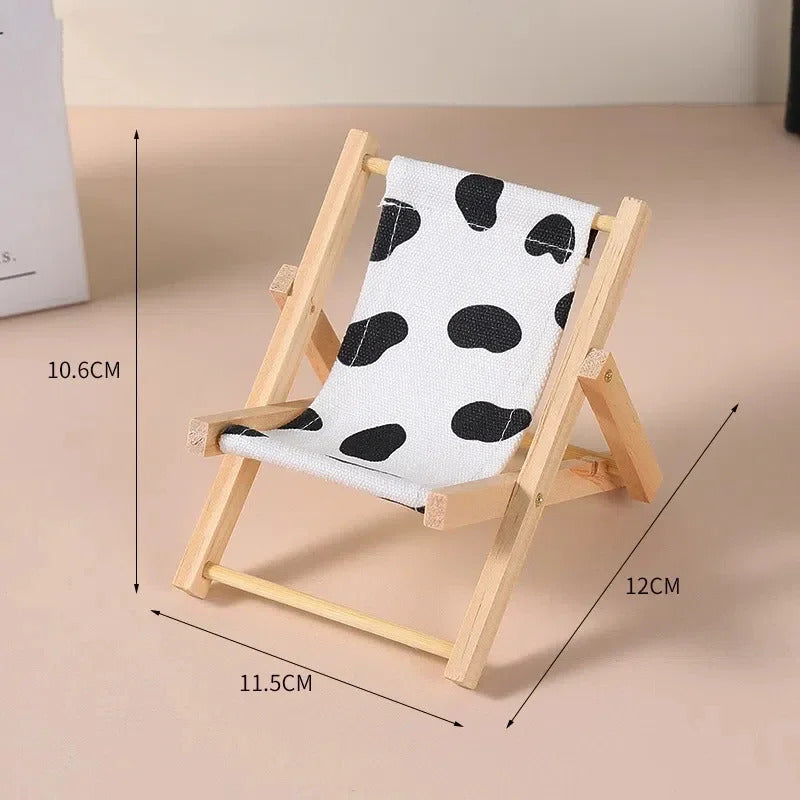 Hot Labubu Wooden Beach Chair Mini Doll Folding Chair Toy Phone Stand Desktop Cute Creative Decoration Photo Props Idol Gifts