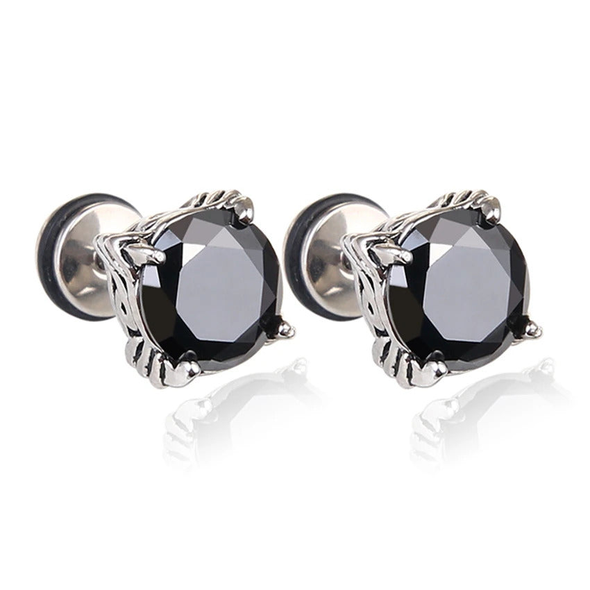 2023 Punk Stainless Surgical Steel Women Men's Stud Earrings Small Gothic Geometry Skeleton Rock Zircon Hip Hop Jewelry Earrings